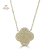 EMILIQUE 14KT GOLD 3/8 CTW ROUND DIAMOND CLOVER NECKLACE