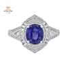 JULEVE 1.97 CT SAPPHIRE & .48 CTW DIAMOND POINTED HALO RING