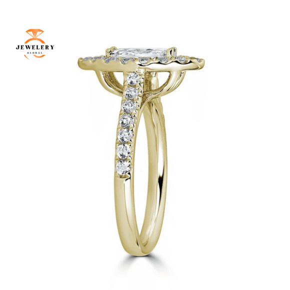 JULEVE 14KT GOLD 1 1/2 CTW DIAMOND MARQUISE HALO RING - Image 2