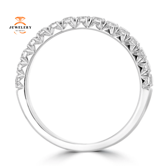 14KT WHITE GOLD 1/2 CTW ROUND DIAMOND FRENCH PAVE SET BAND - Image 3