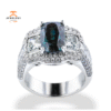 JULEVE 18KT WHITE GOLD 3.14CTW BRAZILIAN ALEXANDRITE & 2.85CTW DIAMOND PAVE RING