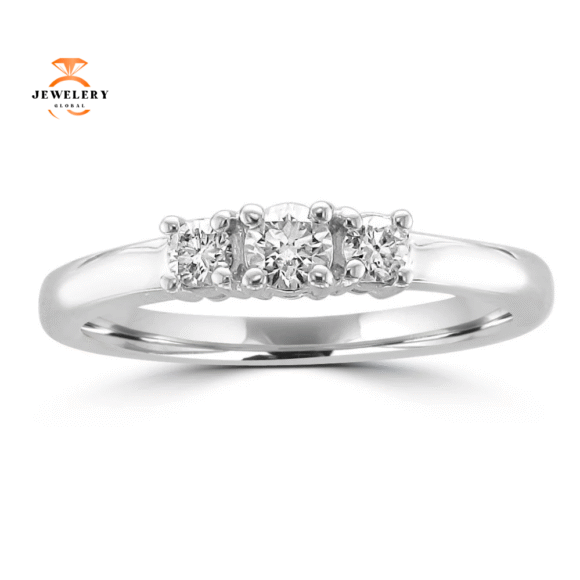14KT White Gold 1/4 CTW Diamond 3 Stone Ring
