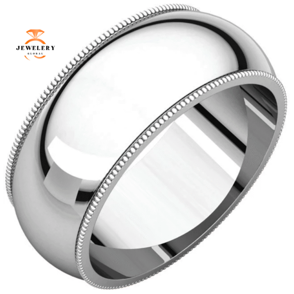 WOMEN'S 14KT GOLD 8MM MILGRAIN WEDDING BAND
