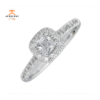 JULEVE 14KT GOLD 1/2 CTW DIAMOND CUSHION HALO RING