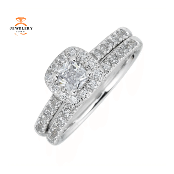 JULEVE 14KT GOLD 1/2 CTW DIAMOND CUSHION HALO RING - Image 3