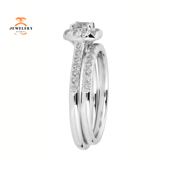 JULEVE 14KT GOLD 1/2 CTW DIAMOND CUSHION HALO RING - Image 4