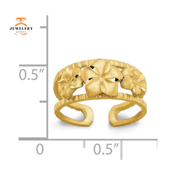 14KT YELLOW GOLD PLUMERIA FLOWER TOE RING - Image 2