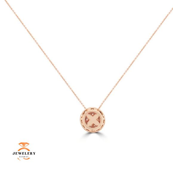 18KT Rose Gold .50 CTW Diamond Halo Pendant - Image 2