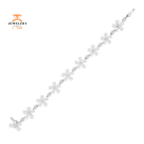 18KT White Gold 14.25 CTW Diamond Flower Bracelet - Image 3