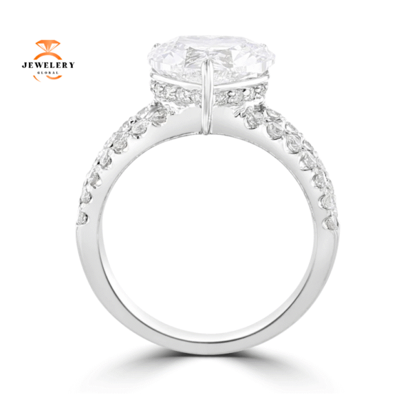 18KT White Gold 3.84 CTW Diamond Split Shank Hidden Halo Ring - Image 2