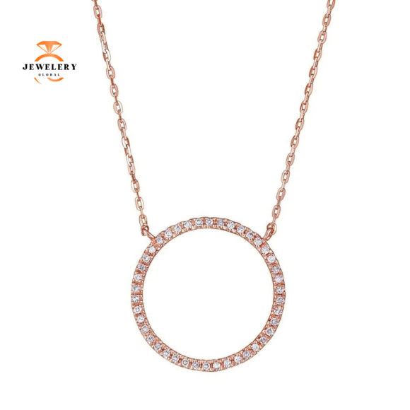 EMILIQUE 14KT GOLD 0.10 CTW DIAMOND OPEN CIRCLE NECKLACE - Image 2