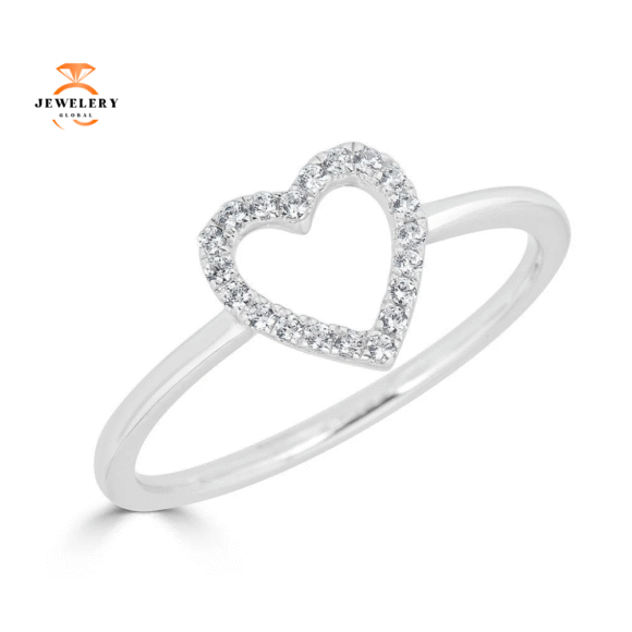 EMILIQUE 14KT GOLD 1/10 CTW DIAMOND OPEN HEART RING - Image 2
