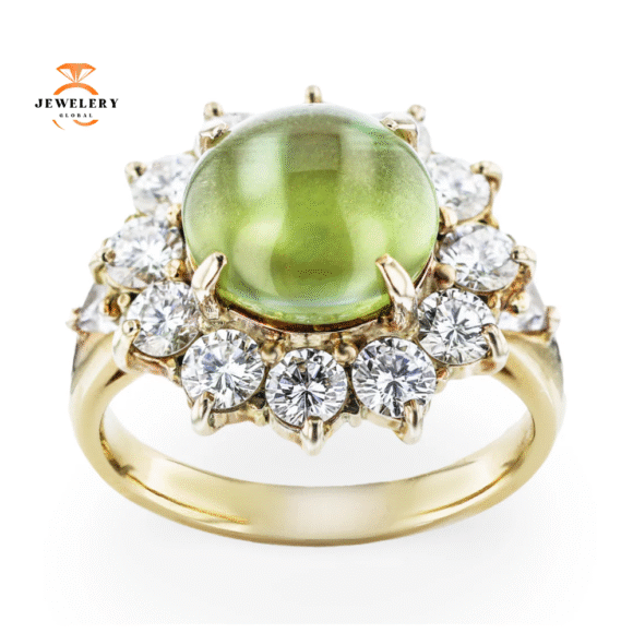 JULEVE 18KT YELLOW GOLD 4.99CT CATS EYE CHRYSOBERYL & 1.88CTW DIAMOND RING - Image 2