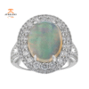 JULEVE 5.37 CT FIRE OPAL & 2.11 CTW DIAMOND DOUBLE HALO RING