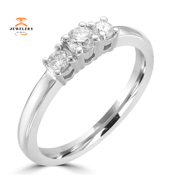 14KT White Gold 1/4 CTW Diamond 3 Stone Ring - Image 2