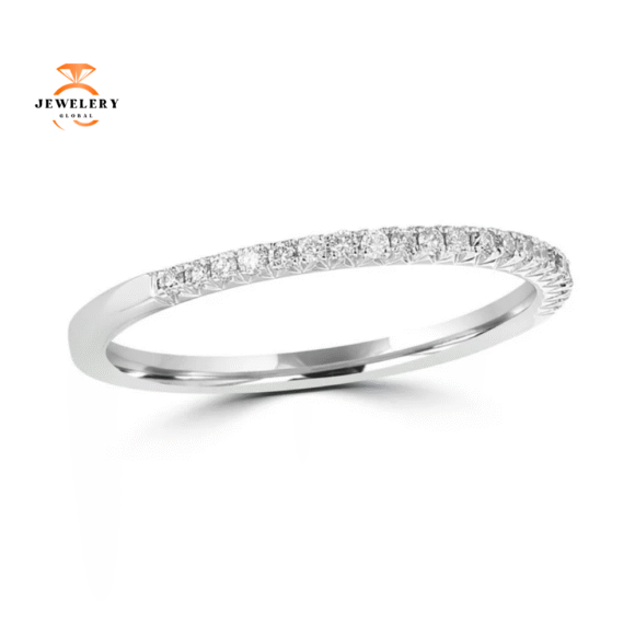 14KT WHITE GOLD 1/8 CTW ROUND DIAMOND FRENCH PAVE BAND - Image 2