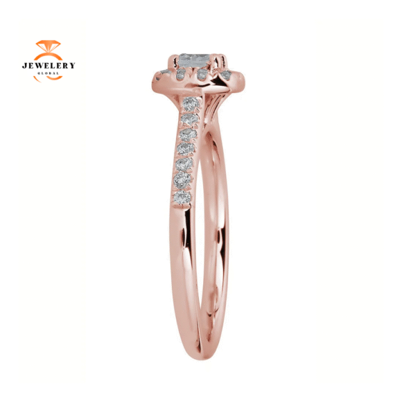 JULEVE 14KT GOLD 1/2 CTW DIAMOND CUSHION HALO RING - Image 6