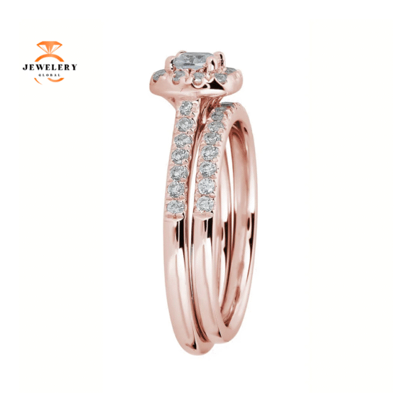 JULEVE 14KT GOLD 1/2 CTW DIAMOND CUSHION HALO RING - Image 8
