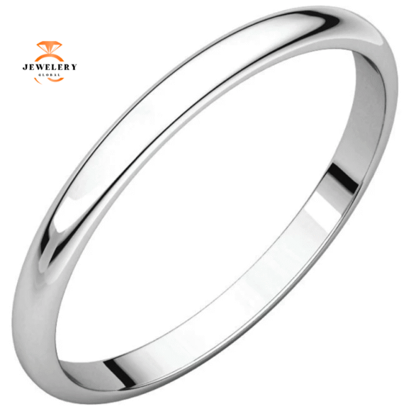 WOMEN'S PLATINUM 2MM HALF ROUND LIGHT WEDDING BAND