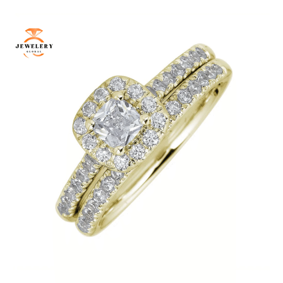 JULEVE 14KT GOLD 1/2 CTW DIAMOND CUSHION HALO RING - Image 11