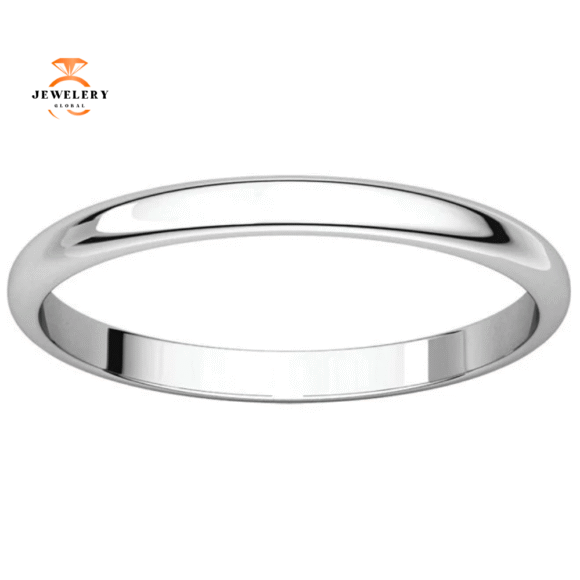 WOMEN'S PLATINUM 2MM HALF ROUND LIGHT WEDDING BAND - Image 3
