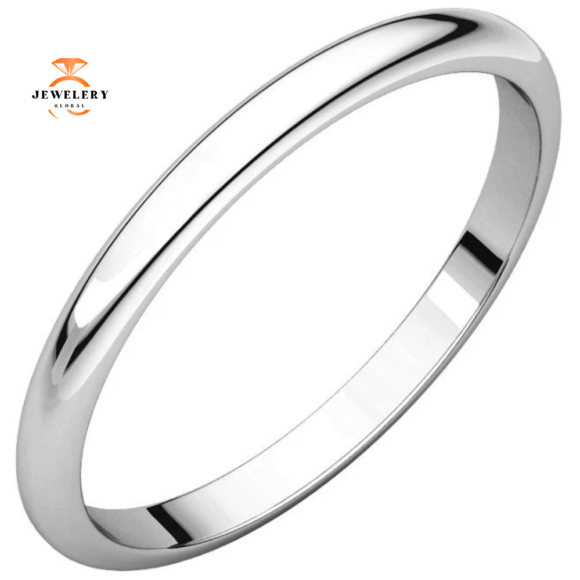 WOMEN'S PLATINUM 2MM HALF ROUND WEDDING BAND