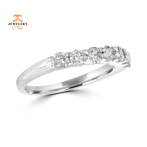 14KT White Gold 3/4 CTW Round Diamond Seven Stone Band - Image 2