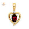 14KT YELLOW GOLD DIAMOND AND GARNET PENDANT
