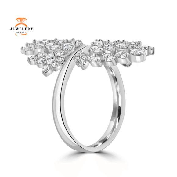 14KT WHITE GOLD 1.86CT DIAMOND CLUSTER BYPASS RING - Image 3