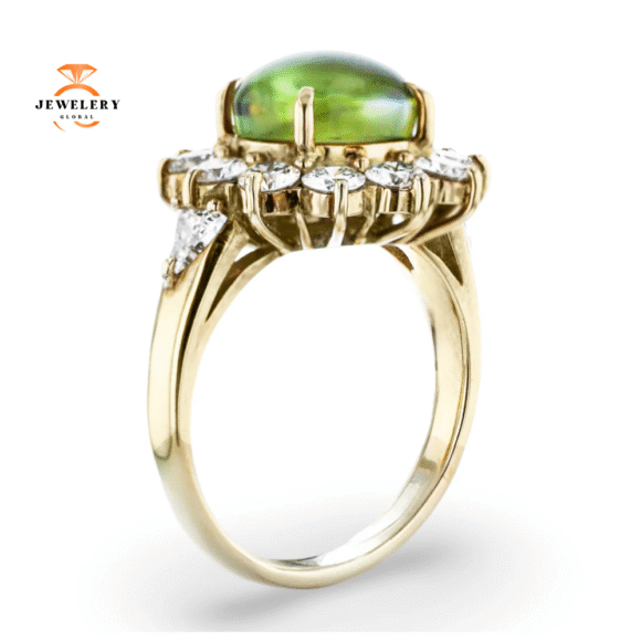 JULEVE 18KT YELLOW GOLD 4.99CT CATS EYE CHRYSOBERYL & 1.88CTW DIAMOND RING - Image 3