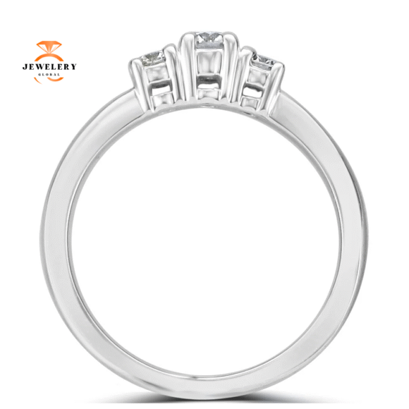 14KT White Gold 1/4 CTW Diamond 3 Stone Ring - Image 3
