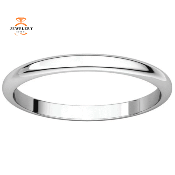 WOMEN'S PLATINUM 2MM HALF ROUND WEDDING BAND - Image 2