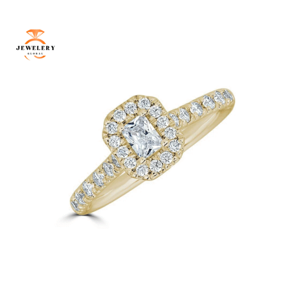 JULEVE 14KT GOLD 1/2 CTW DIAMOND EMERALD HALO RING - Image 5