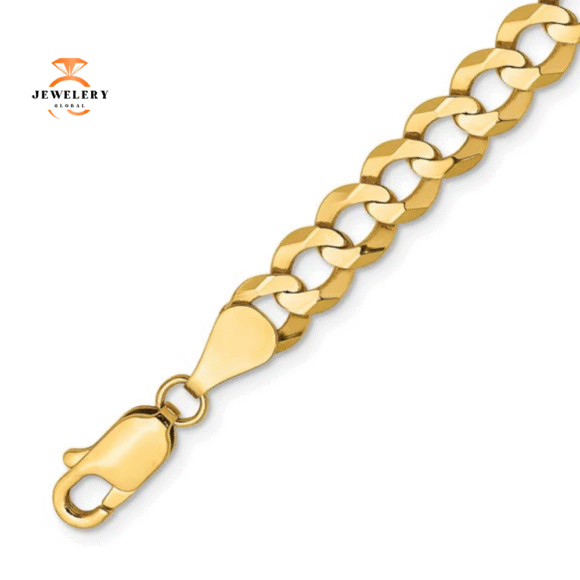 14KT YELLOW GOLD 5.9MM LIGHTWEIGHT FLAT CUBAN BRACELET-2 LENGTHS