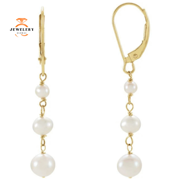 14KT YELLOW GOLD FRESHWATER CULTURED PEARL EARRINGS