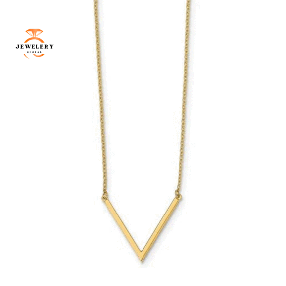 14KT Yellow Gold Polished "V" Necklace