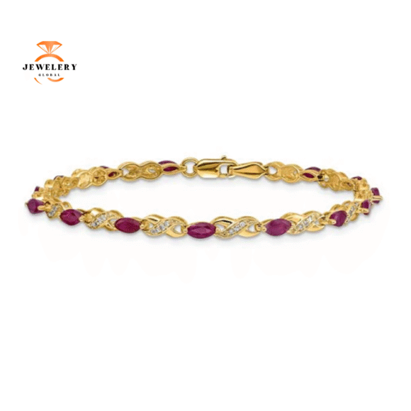 14KT YELLOW GOLD RUBY & DIAMOND BRACELET