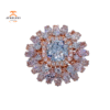 18KT 4.76 CARAT TOTAL WEIGHT FANCY LIGHT BLUE GREEN CENTER DIAMOND WITH WHITE & PINK DIAMOND RING