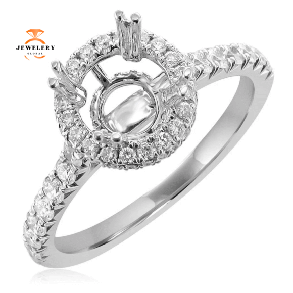 14KT White Gold 2/3 CTW Diamond Halo Setting for 1 CT Round