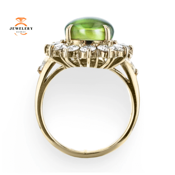 JULEVE 18KT YELLOW GOLD 4.99CT CATS EYE CHRYSOBERYL & 1.88CTW DIAMOND RING - Image 4