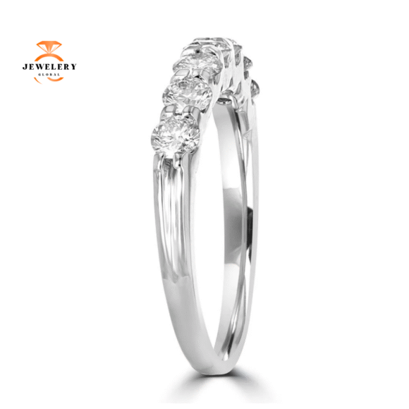 14KT White Gold 3/4 CTW Round Diamond Seven Stone Band - Image 3
