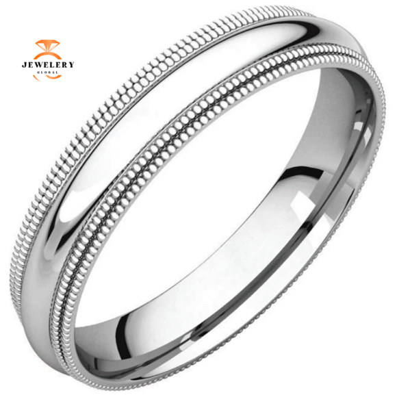 WOMEN'S PLATINUM 4MM DOUBLE MILGRAIN COMFORT FIT WEDDING BAND