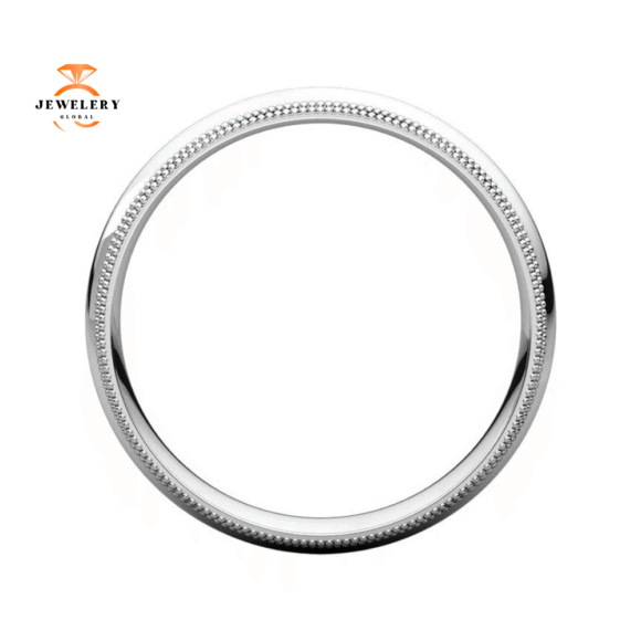 WOMEN'S PLATINUM 4MM DOUBLE MILGRAIN COMFORT FIT WEDDING BAND - Image 2