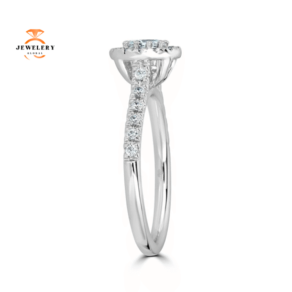 JULEVE 14KT GOLD 1/2 CTW DIAMOND OVAL HALO RING - Image 2