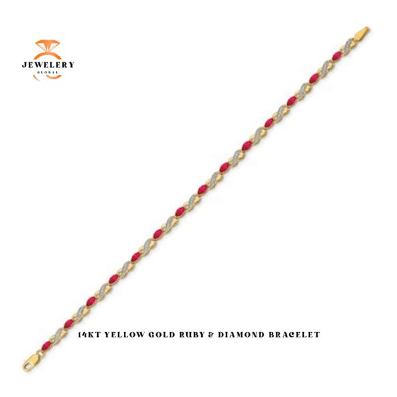 14KT YELLOW GOLD RUBY & DIAMOND BRACELET - Image 2