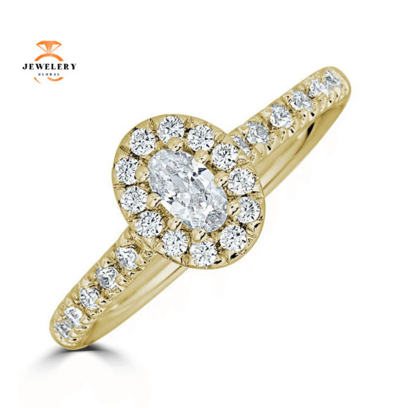 JULEVE 14KT GOLD 1/2 CTW DIAMOND OVAL HALO RING - Image 5