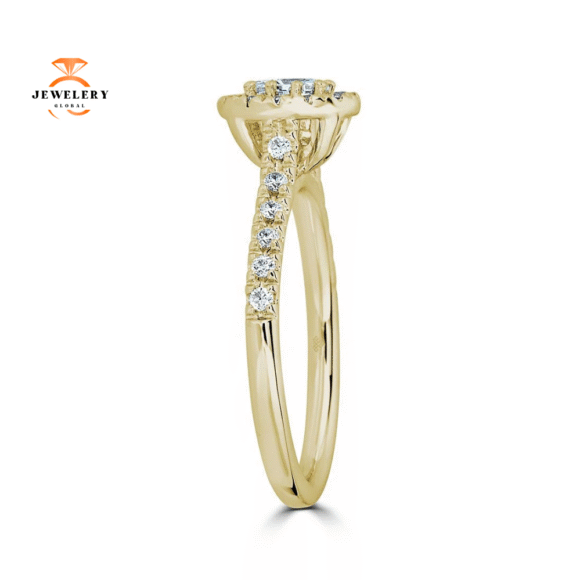 JULEVE 14KT GOLD 1/2 CTW DIAMOND OVAL HALO RING - Image 6