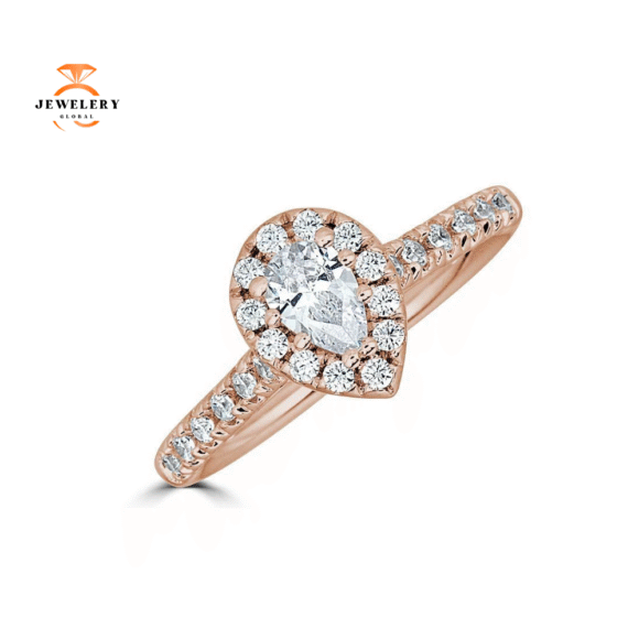 JULEVE 14KT GOLD 1/2 CTW DIAMOND PEAR HALO RING - Image 3