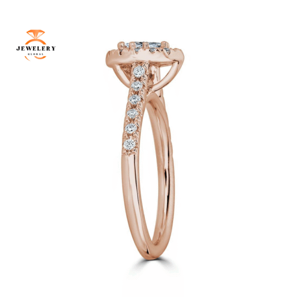 JULEVE 14KT GOLD 1/2 CTW DIAMOND PEAR HALO RING - Image 4