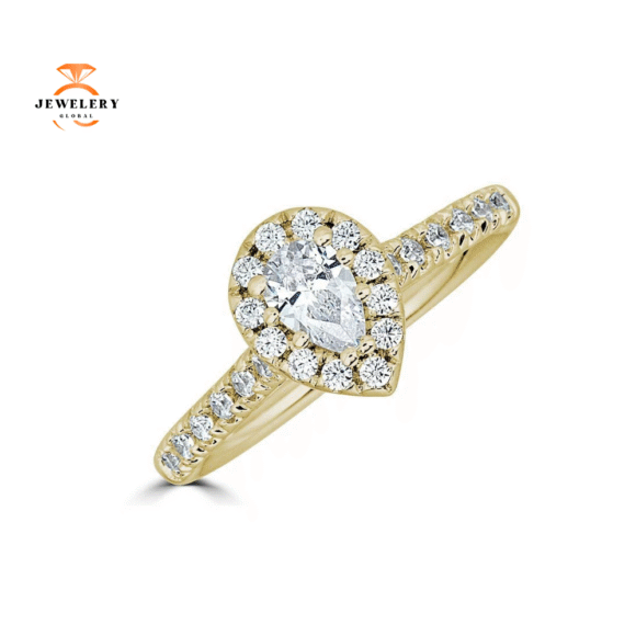 JULEVE 14KT GOLD 1/2 CTW DIAMOND PEAR HALO RING - Image 5